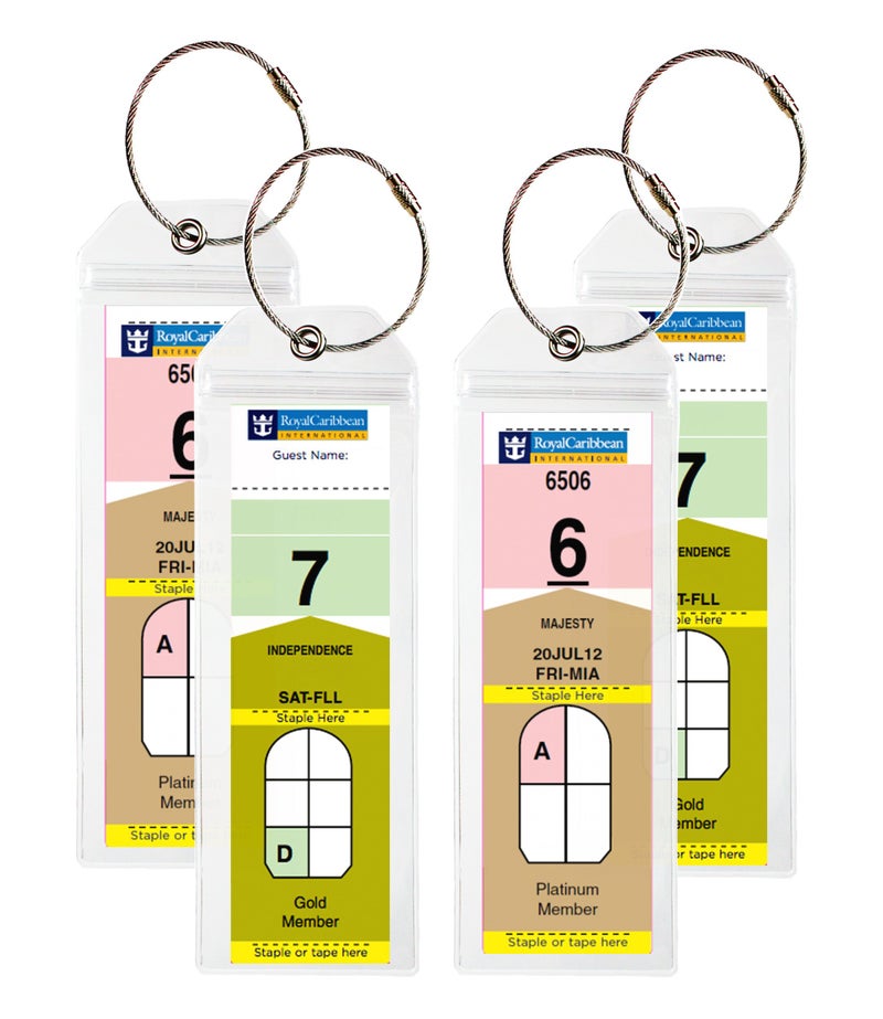 Millennial Essentials Cruise Tags - Narrow Cruise Ship Luggage Etag Holder with Zip Seal & Steel Loops for Royal Caribbean and Celebrity Cruises (4 Pack) - Image 5